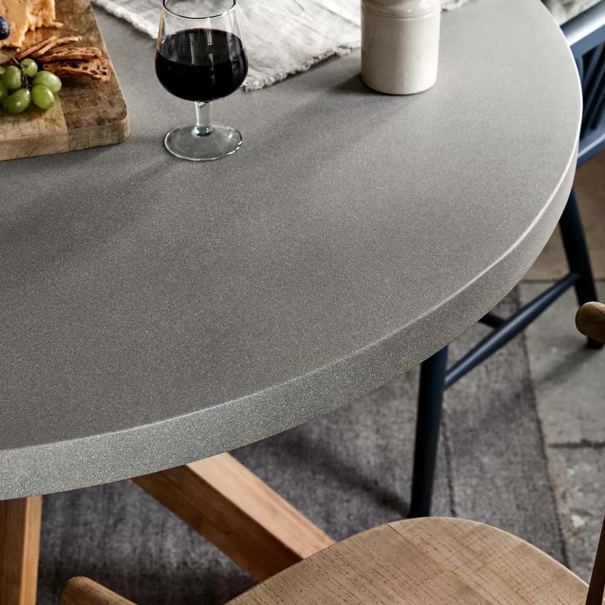 Burford Round Dining Table - Grey, Faux Concrete