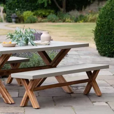 Burford Small Outdoor Bench - Grey, Faux Concrete image