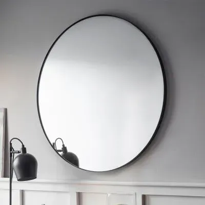 Cherington Round Wall Mirror 80cm - Black image