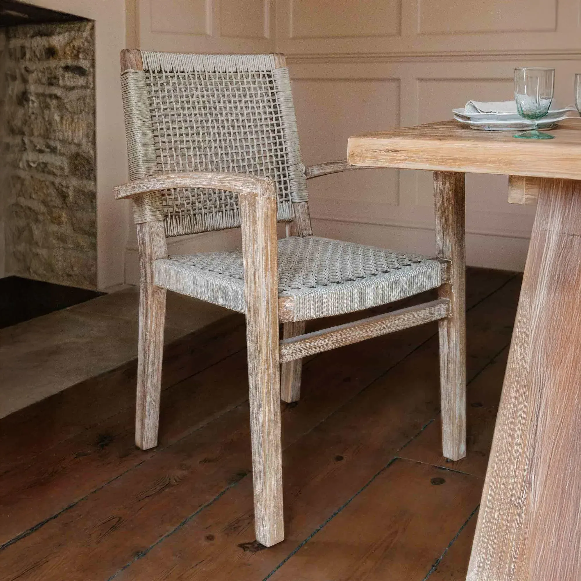 Chilford Outdoor Carver Dining Chairs Set of 2 - Natural, Solid Wood