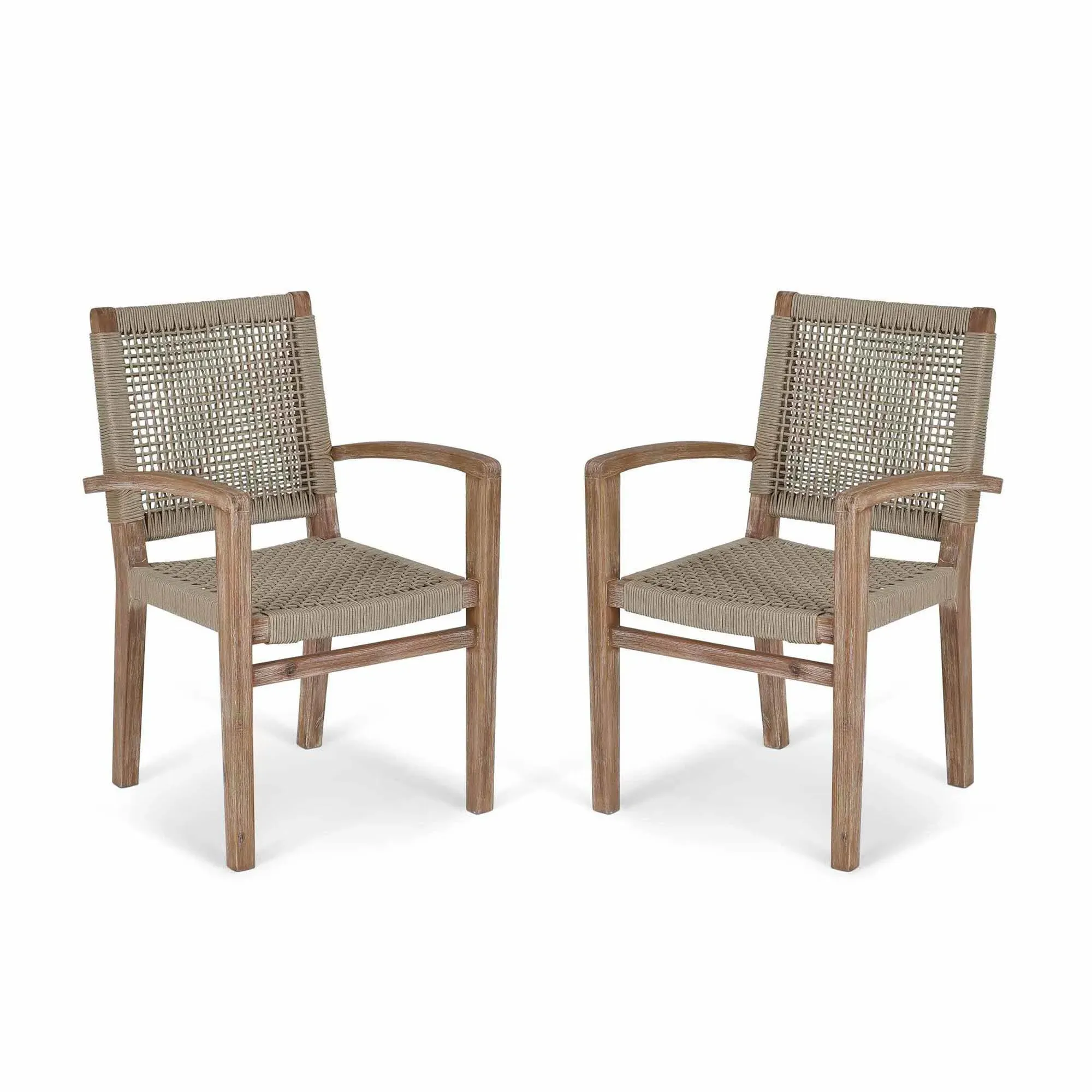 Chilford Outdoor Carver Dining Chairs Set of 2 - Natural, Solid Wood