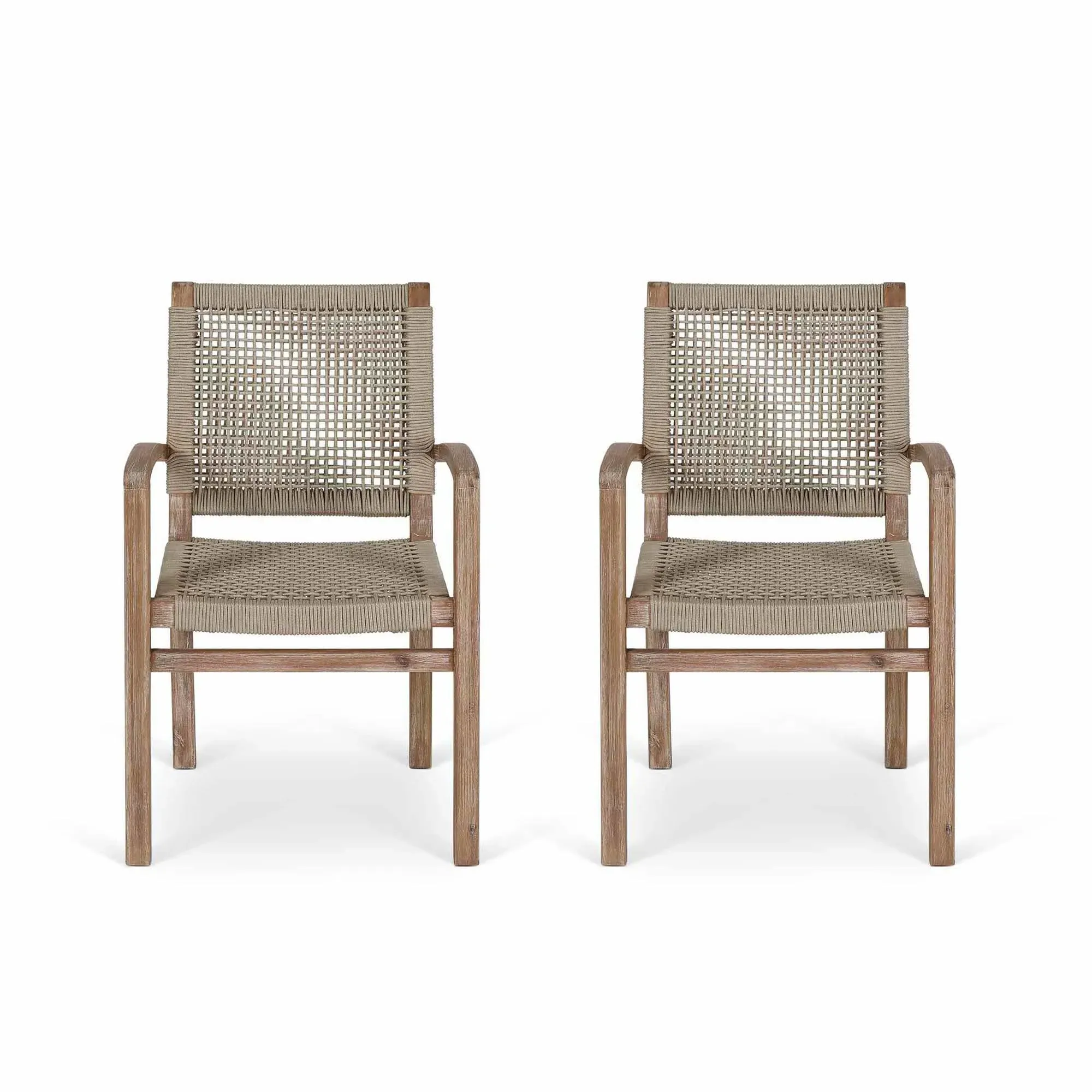Chilford Outdoor Carver Dining Chairs Set of 2 - Natural, Solid Wood