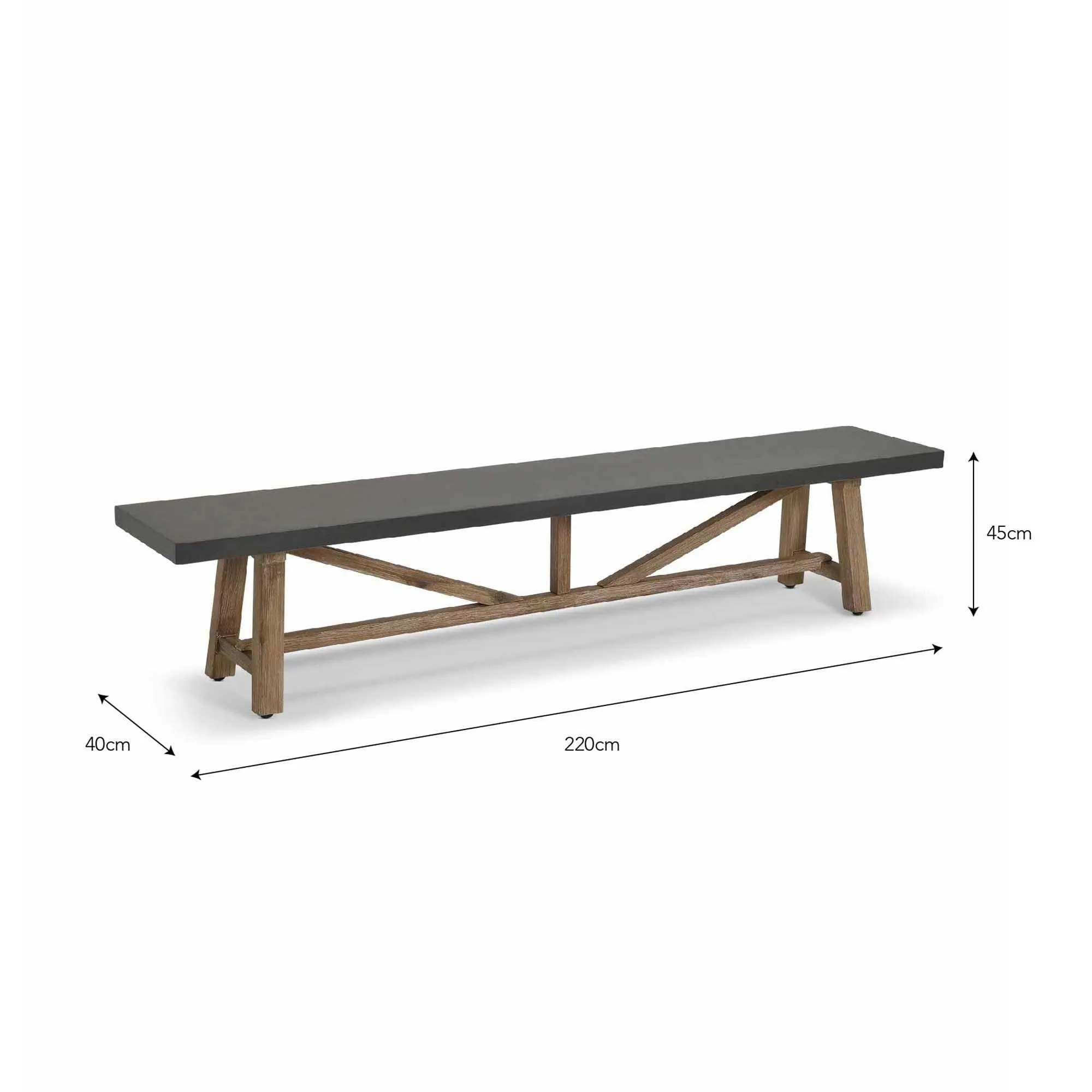 Chilford Small Outdoor Bench - Grey Slate