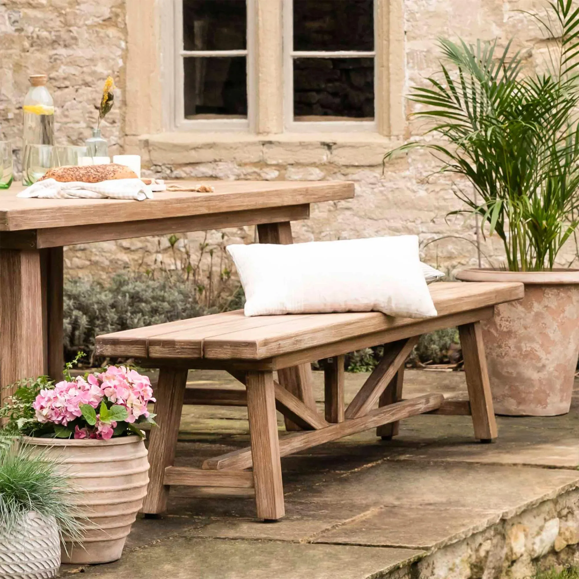 Chilford Small Outdoor Bench - Solid Wood