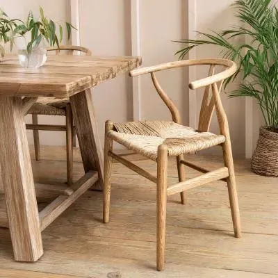 Chilthorne Wishbone Dining Chair Set of 2 - Lime Wash image
