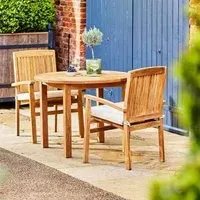 Churn Outdoor Dining Set with 2 Henley Chairs - Teak