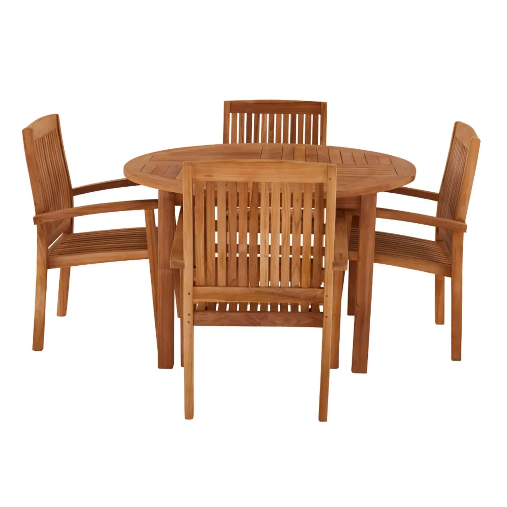 Churn Round Dining Set with Henley Stacking Chairs - Teak