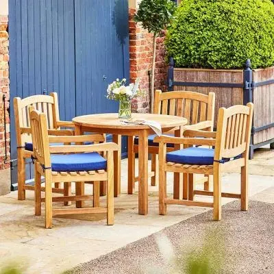 Churn Round Dining Set with Malvern Carver Chairs - Teak