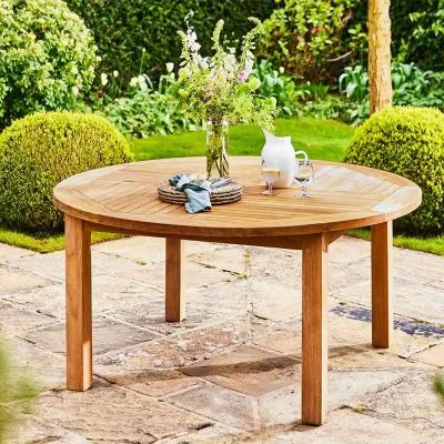 Churn Round Outdoor Teak Table - Natural, Teak image