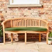 Crummock Outdoor Teak Bench with Cushion - Green, Teak