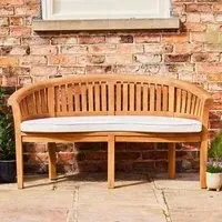 Crummock Outdoor Teak Bench with Cushion - Natural, Teak