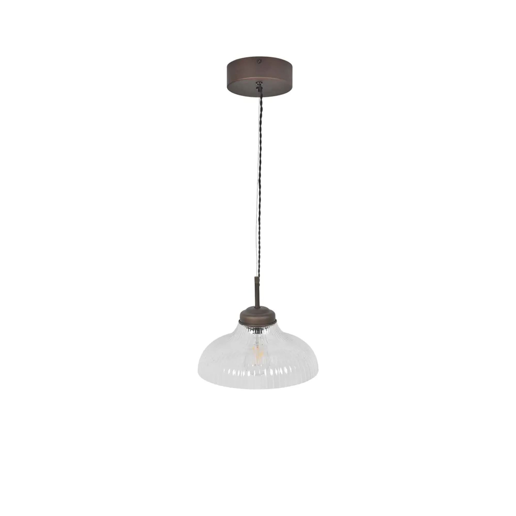 Fovant Fluted Glass Pendant Light - Antique Bronze