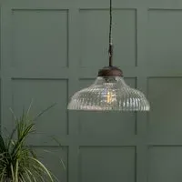 Fovant Fluted Glass Pendant Light - Antique Bronze