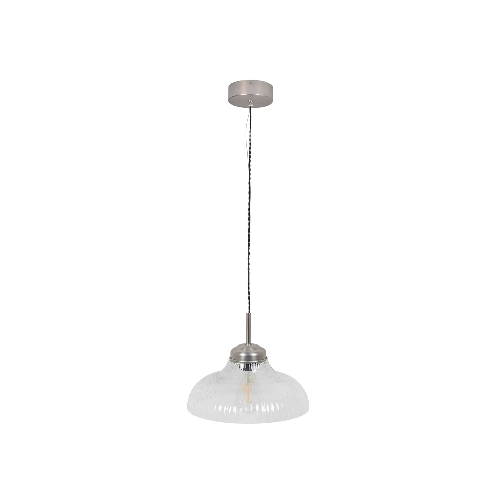 Fovant Fluted Glass Pendant Light - Satin Nickel