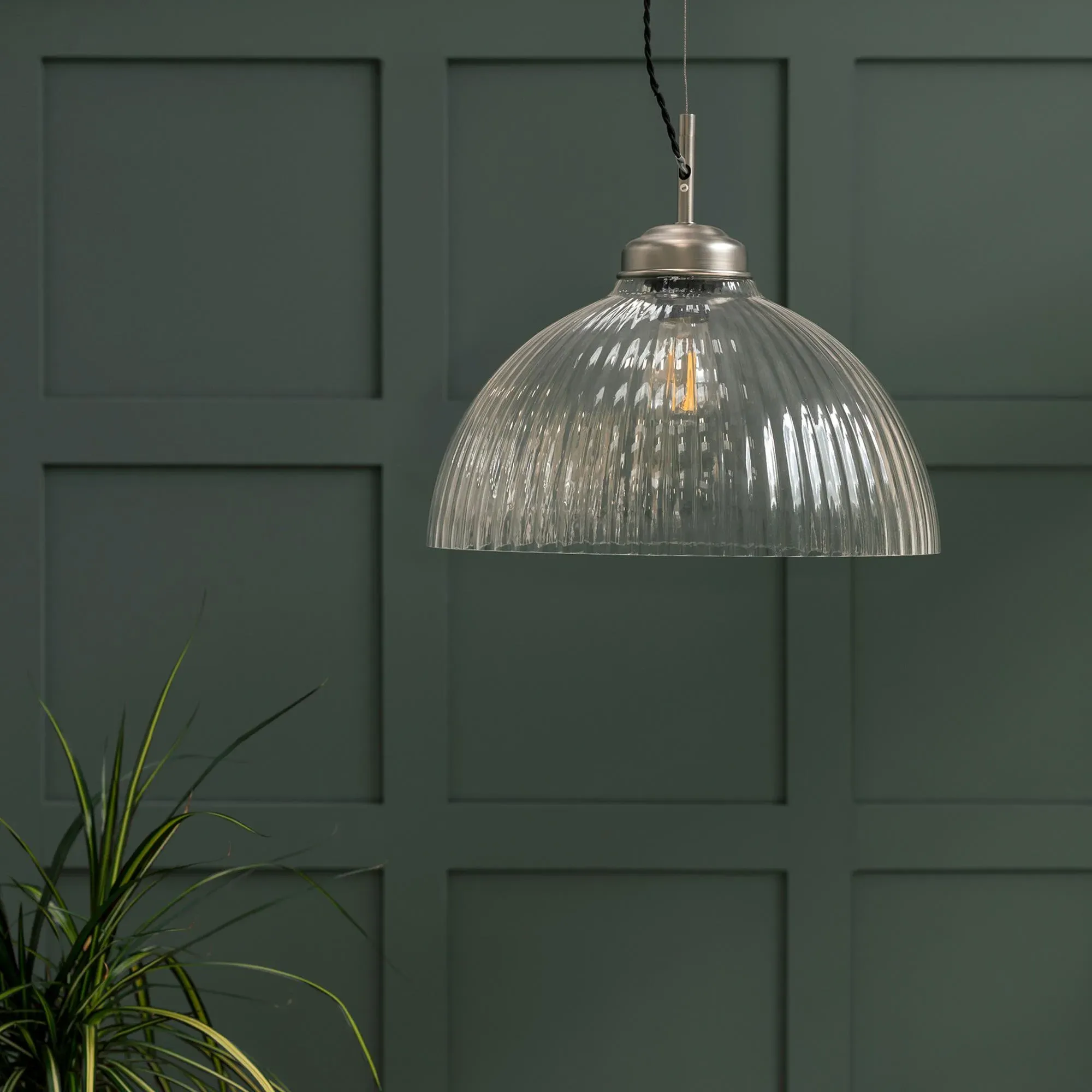 Fovant Large Glass Pendant Light - Satin Nickel