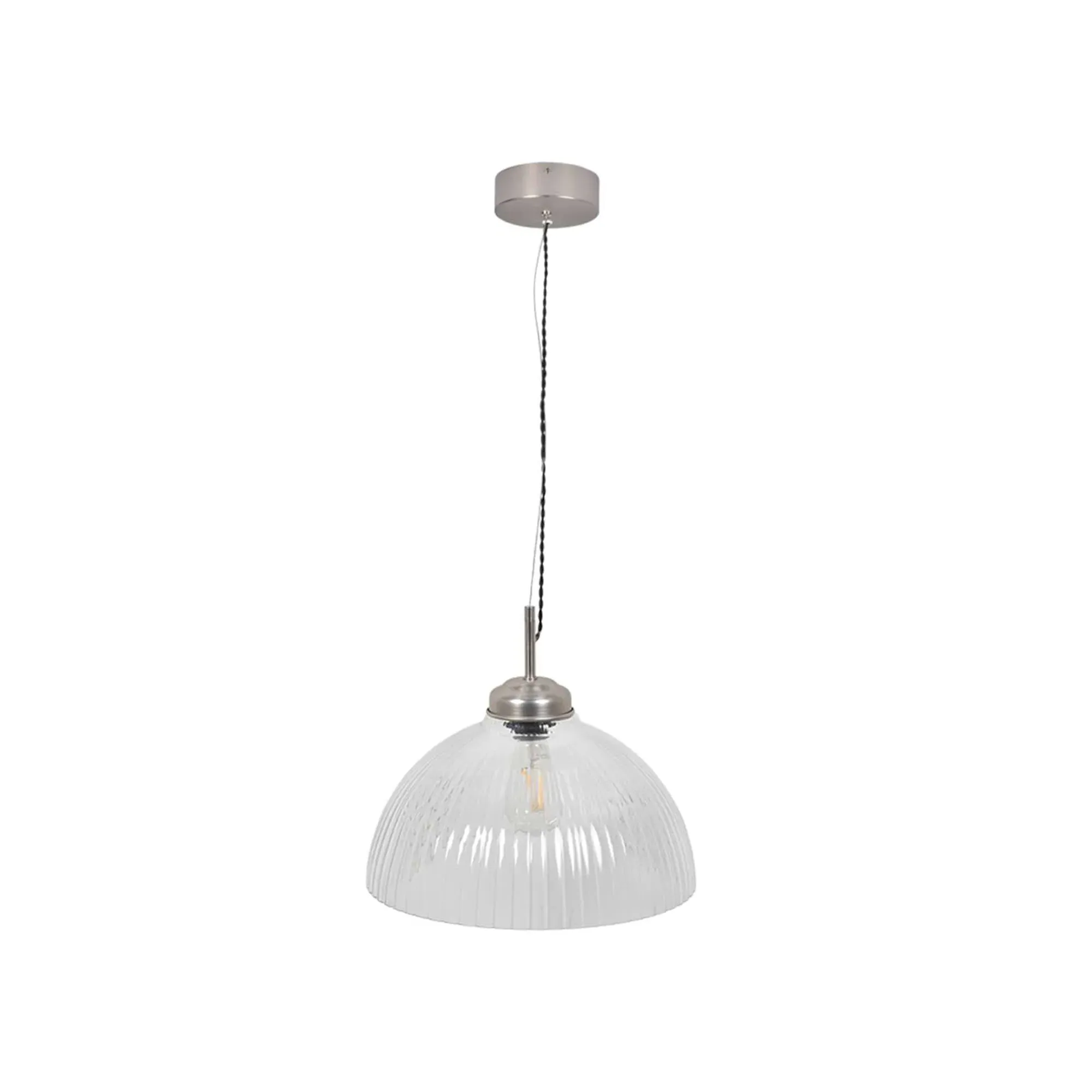 Fovant Large Glass Pendant Light - Satin Nickel