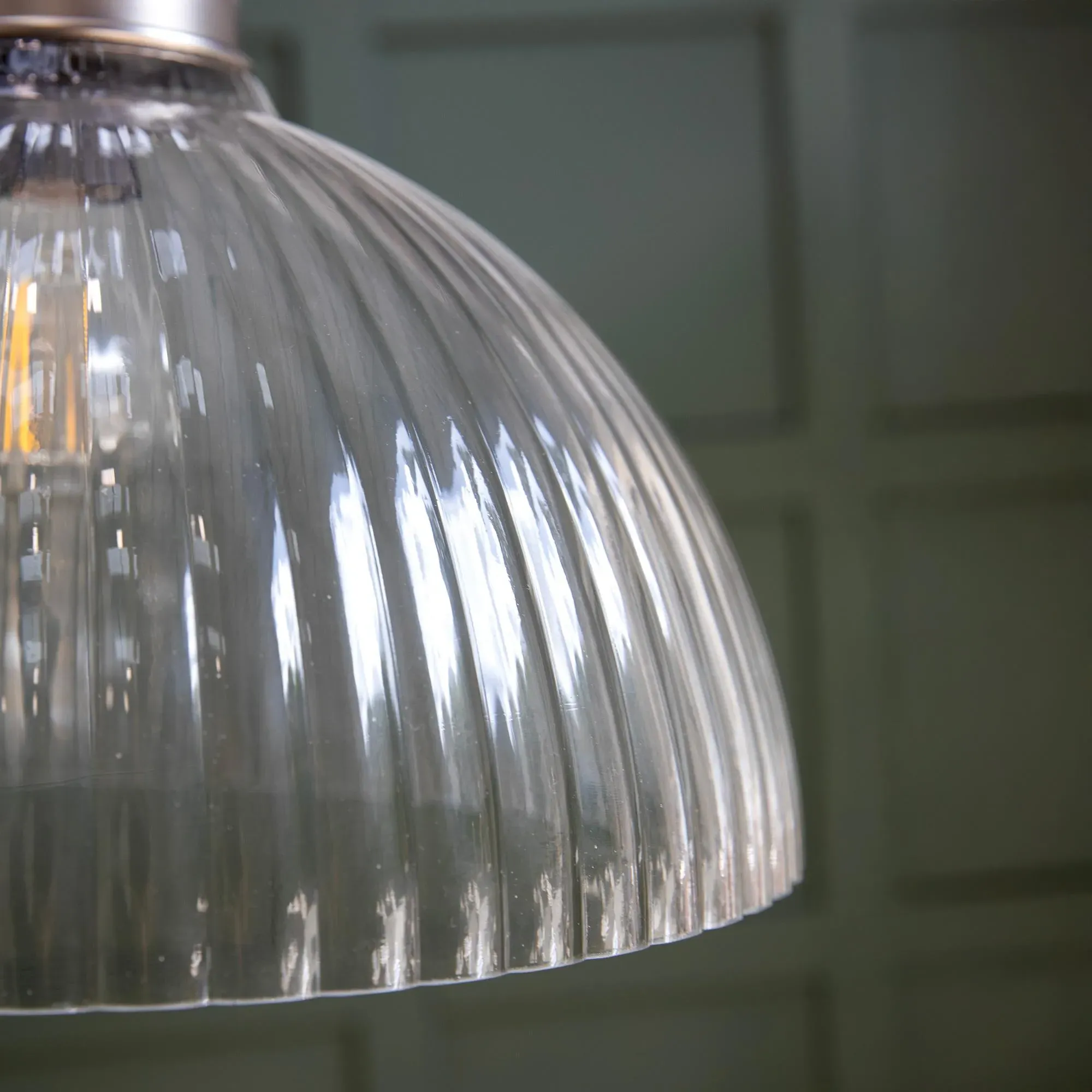 Fovant Large Glass Pendant Light - Satin Nickel