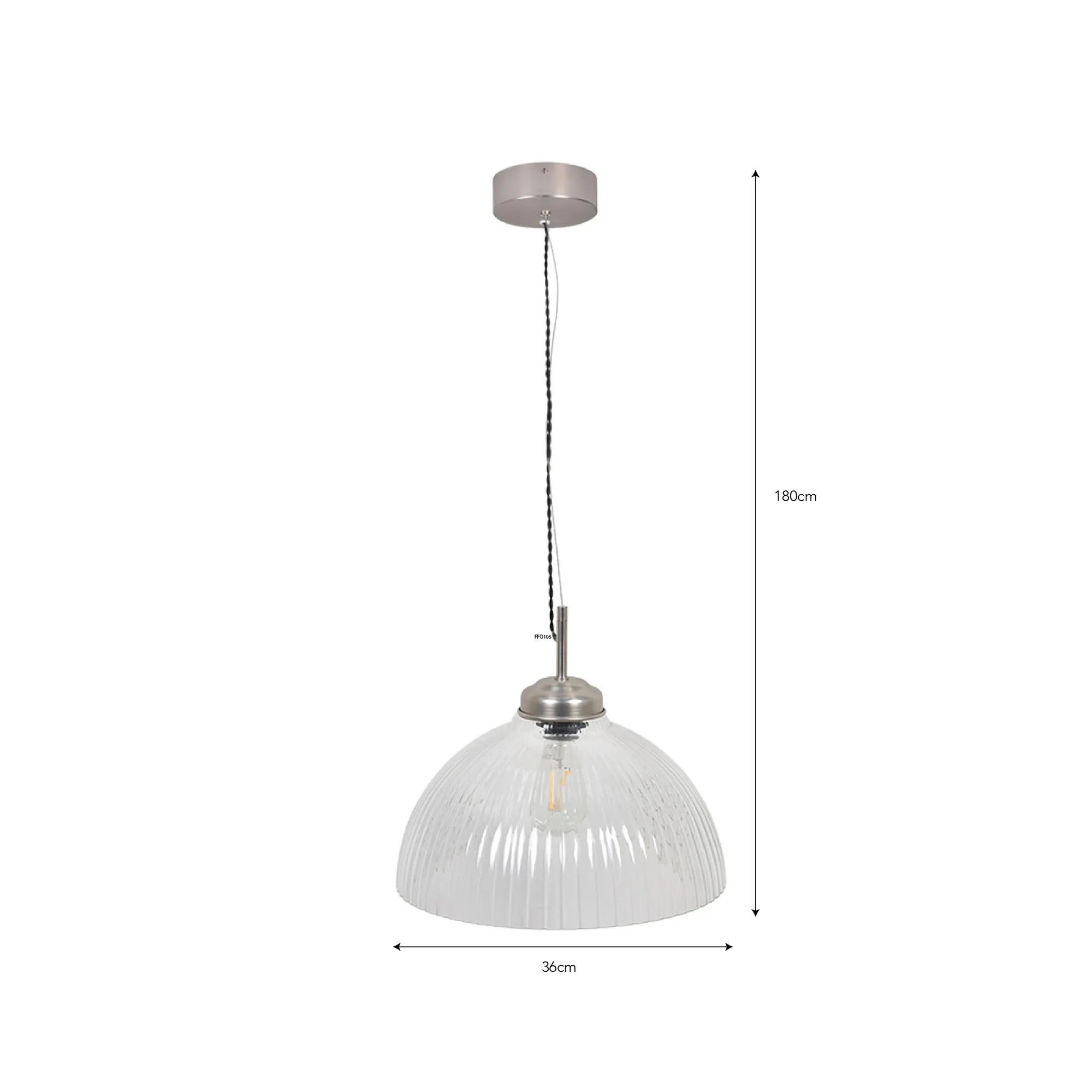 Fovant Large Glass Pendant Light - Satin Nickel