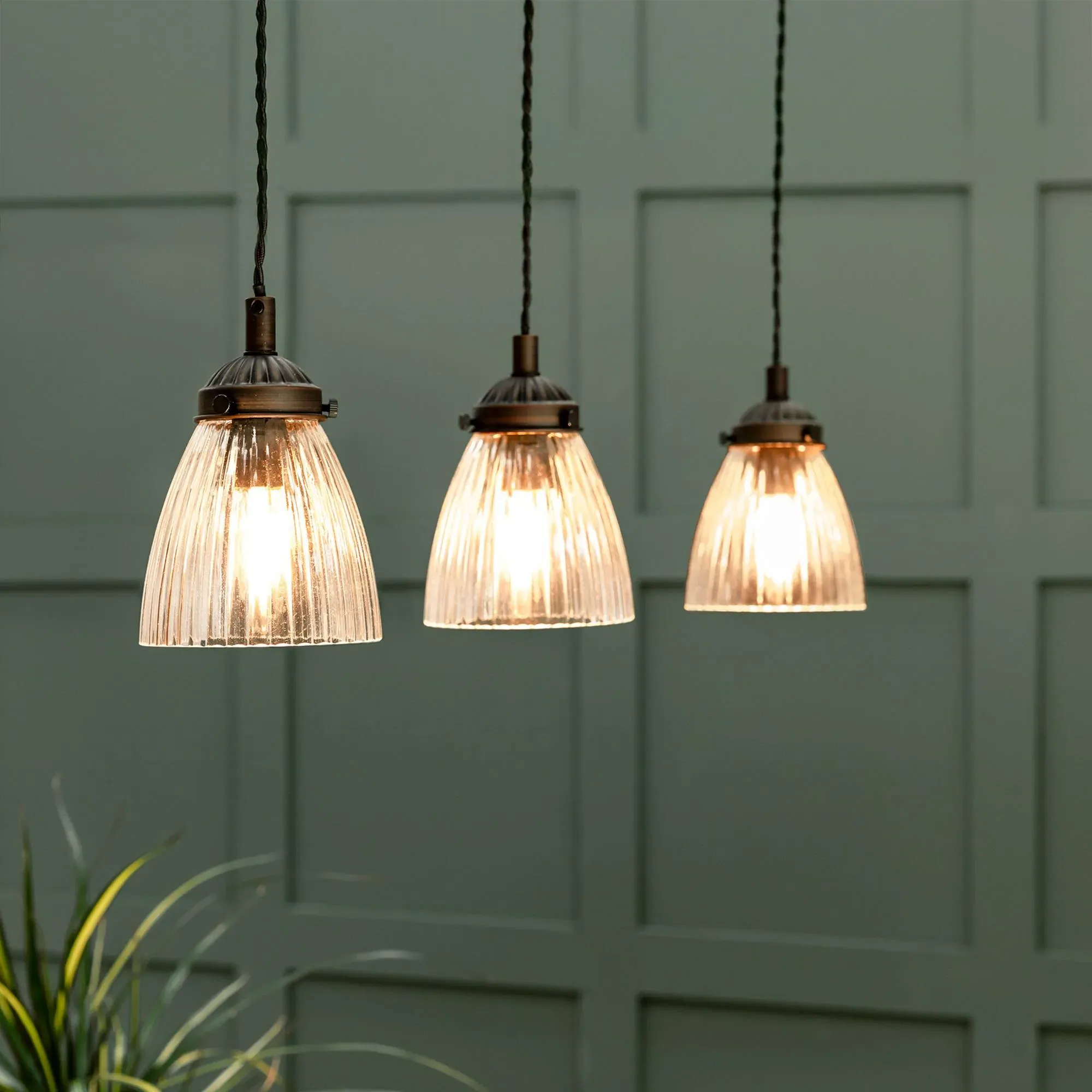 Fovant Triple Pendant Light - Antique Bronze, Glass