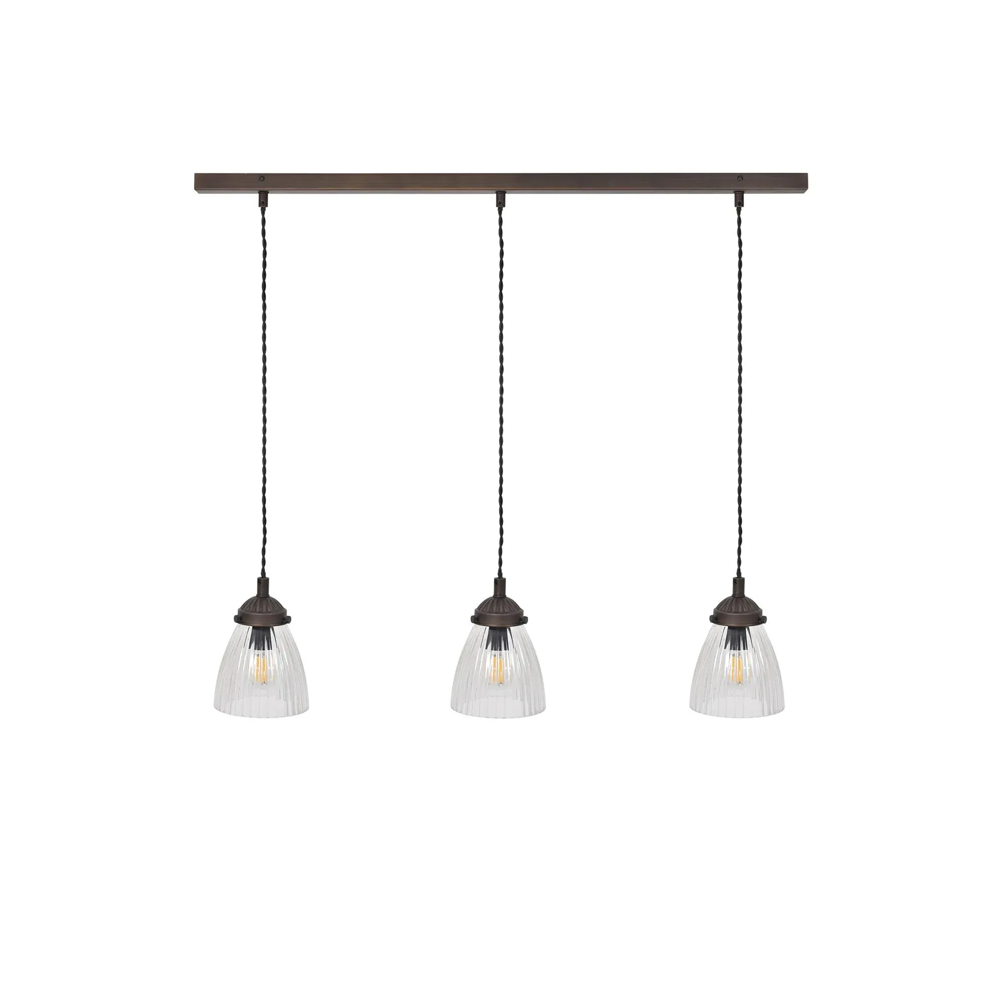 Fovant Triple Pendant Light - Antique Bronze, Glass