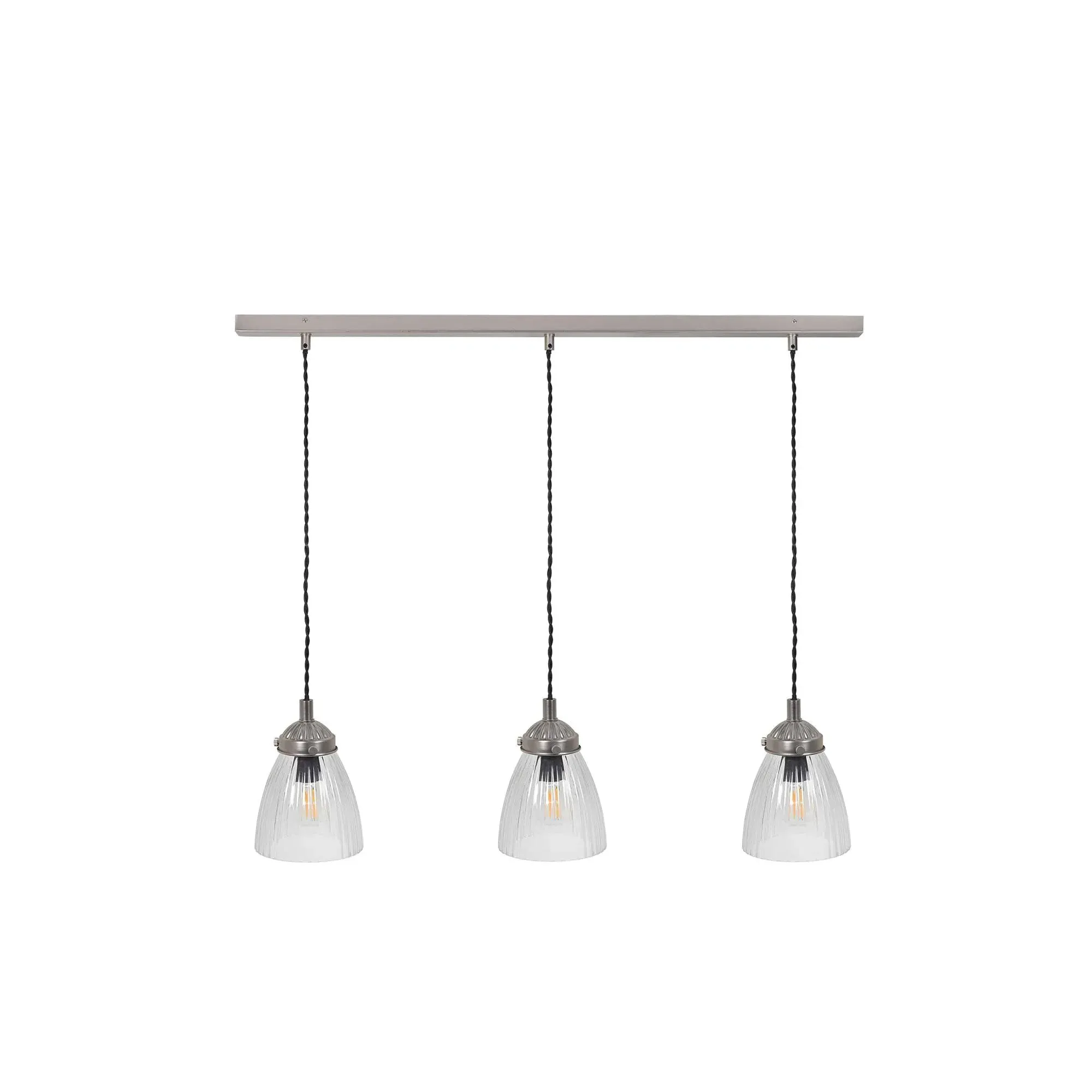 Fovant Triple Pendant Light - Satin Nickel, Glass
