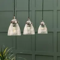 Fovant Triple Pendant Light - Satin Nickel, Glass