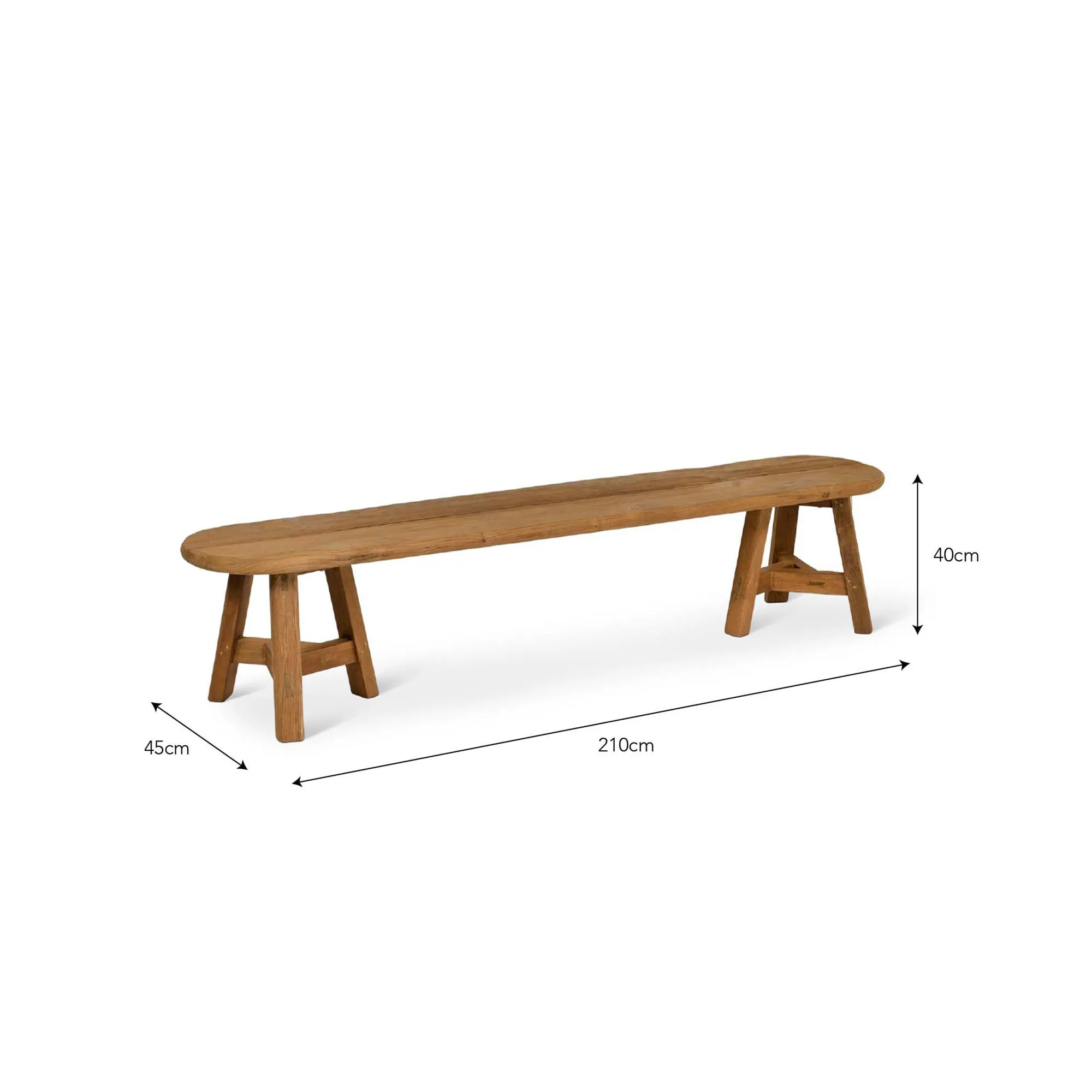 Hawthorne Oval Dining Bench - Natural, Teak Wood