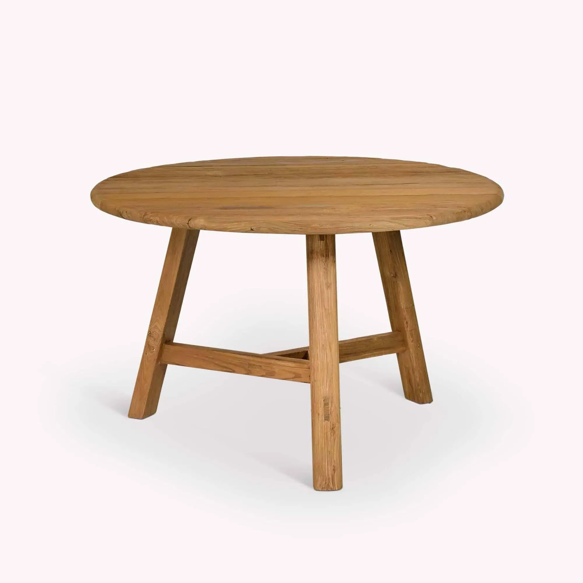 Hawthorne Round Slatted Dining Table - Natural, Teak