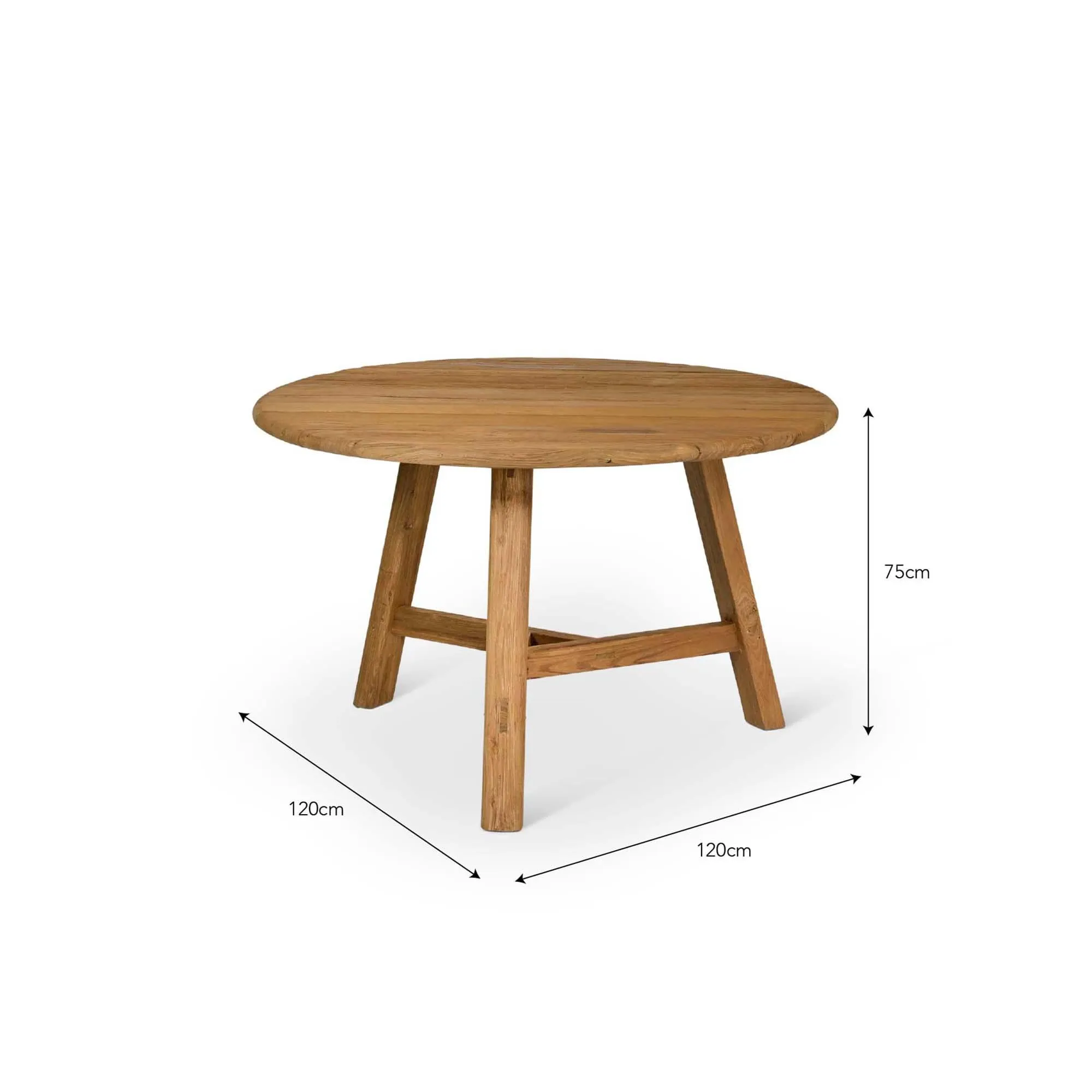 Hawthorne Round Slatted Dining Table - Natural, Teak