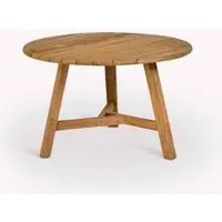 Hawthorne Round Slatted Dining Table - Natural, Teak