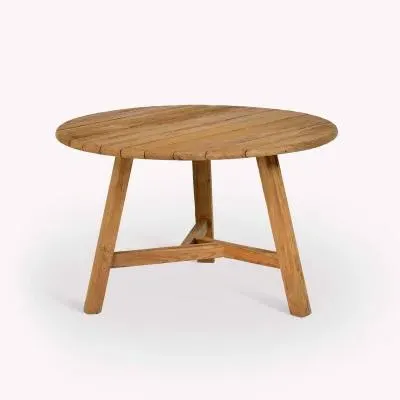 Hawthorne Round Slatted Dining Table - Natural, Teak
