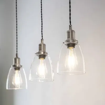 Hoxton Domed Pendant Light Trio - Satin Nickel