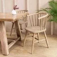 Landrake Curved Back Dining Chair Set of 2 - Natural