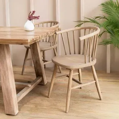 Landrake Curved Back Dining Chair Set of 2 - Natural