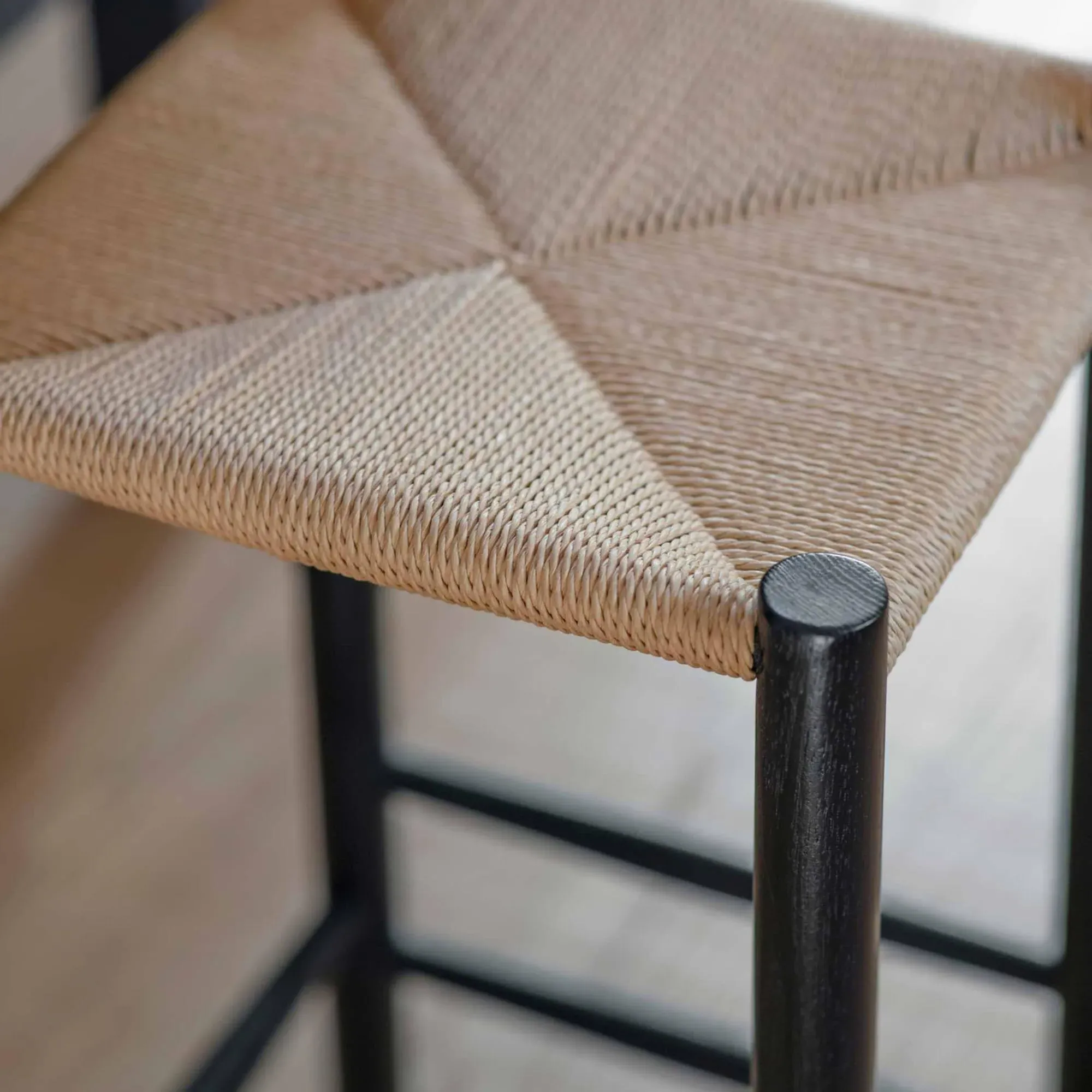 Longworth Bar Stool - Black, Rattan