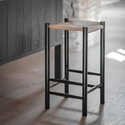 Longworth Bar Stool - Black, Rattan image