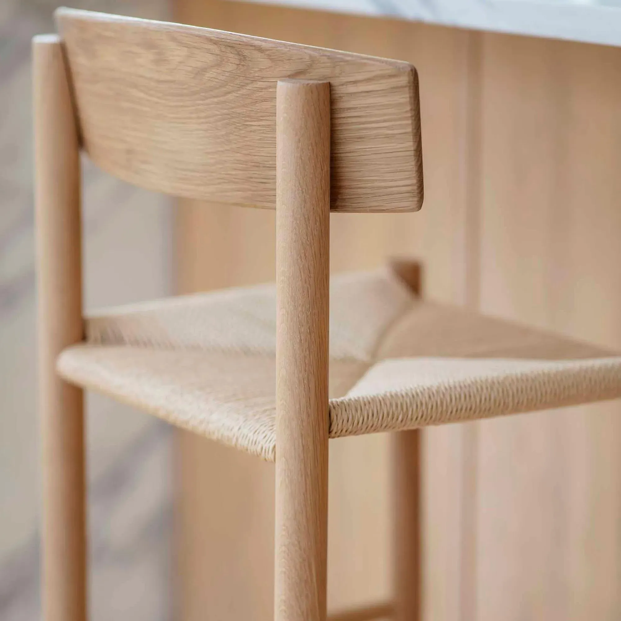 Longworth Bar Stool with Back - Natural, Rattan