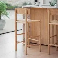 Longworth Bar Stool with Back - Natural, Rattan