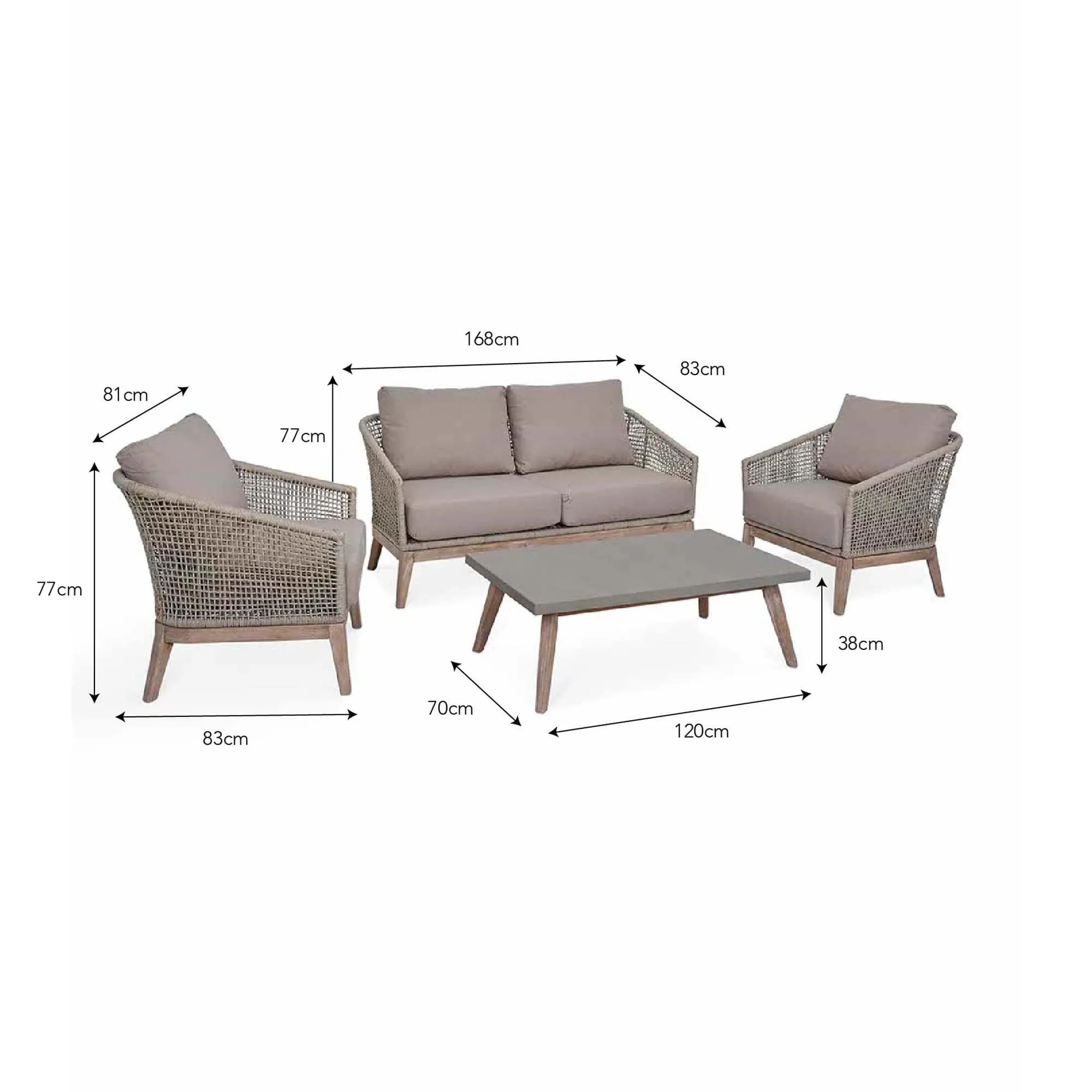 Lynton Outdoor 2-Seater Sofa Set - Grey