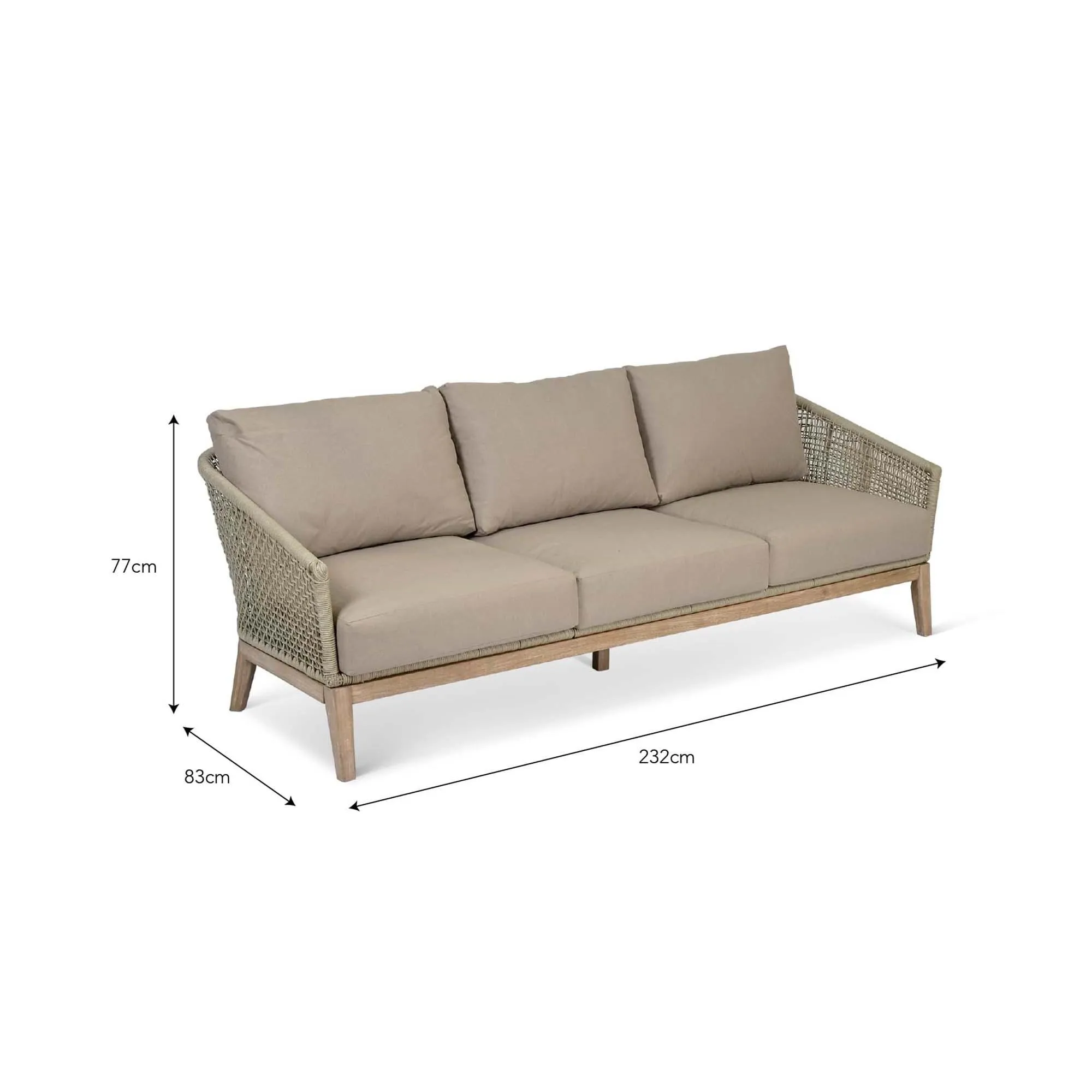 Lynton Outdoor 3-Seater Sofa - Grey