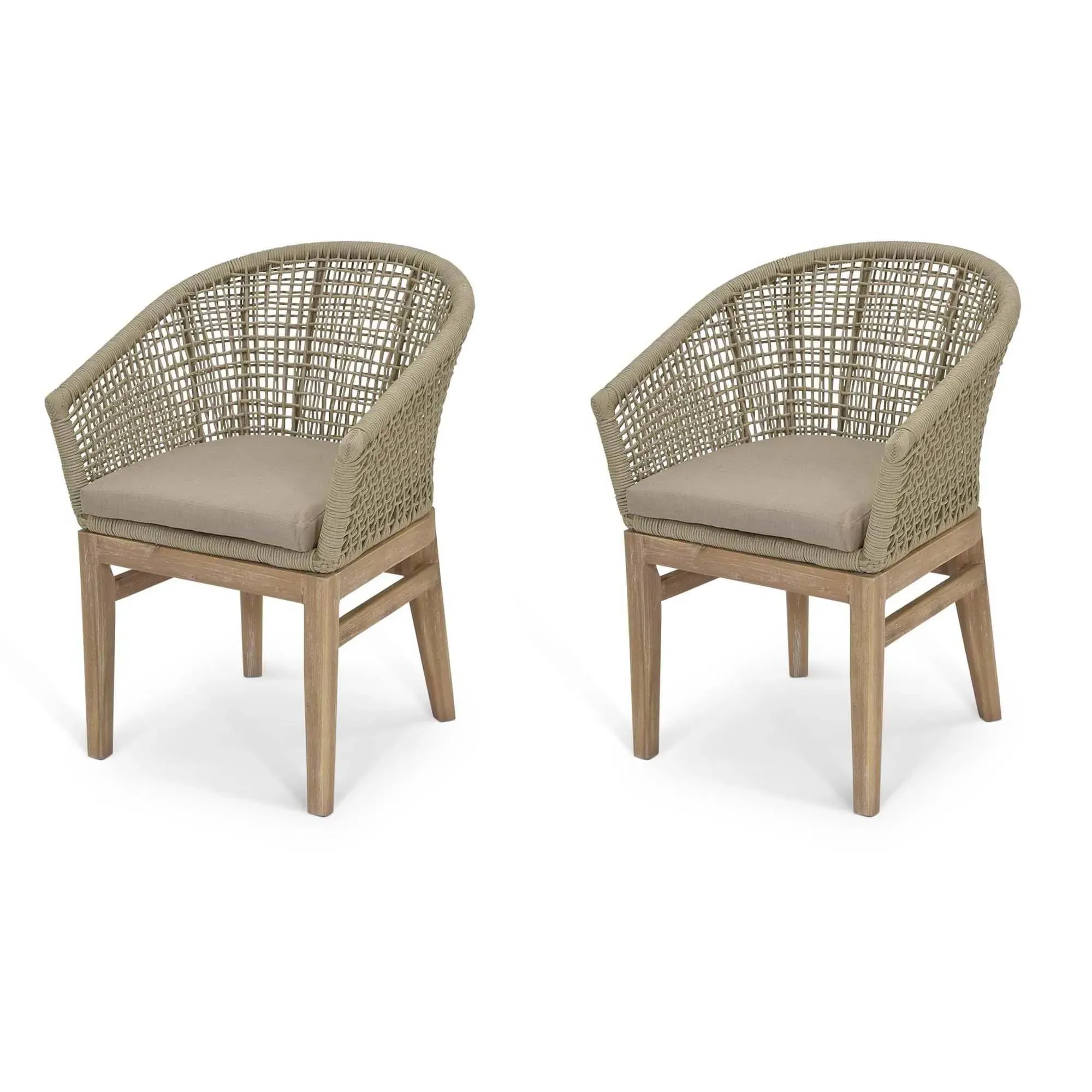 Lynton Outdoor Dining Chairs with Arms Set of 2 - Grey