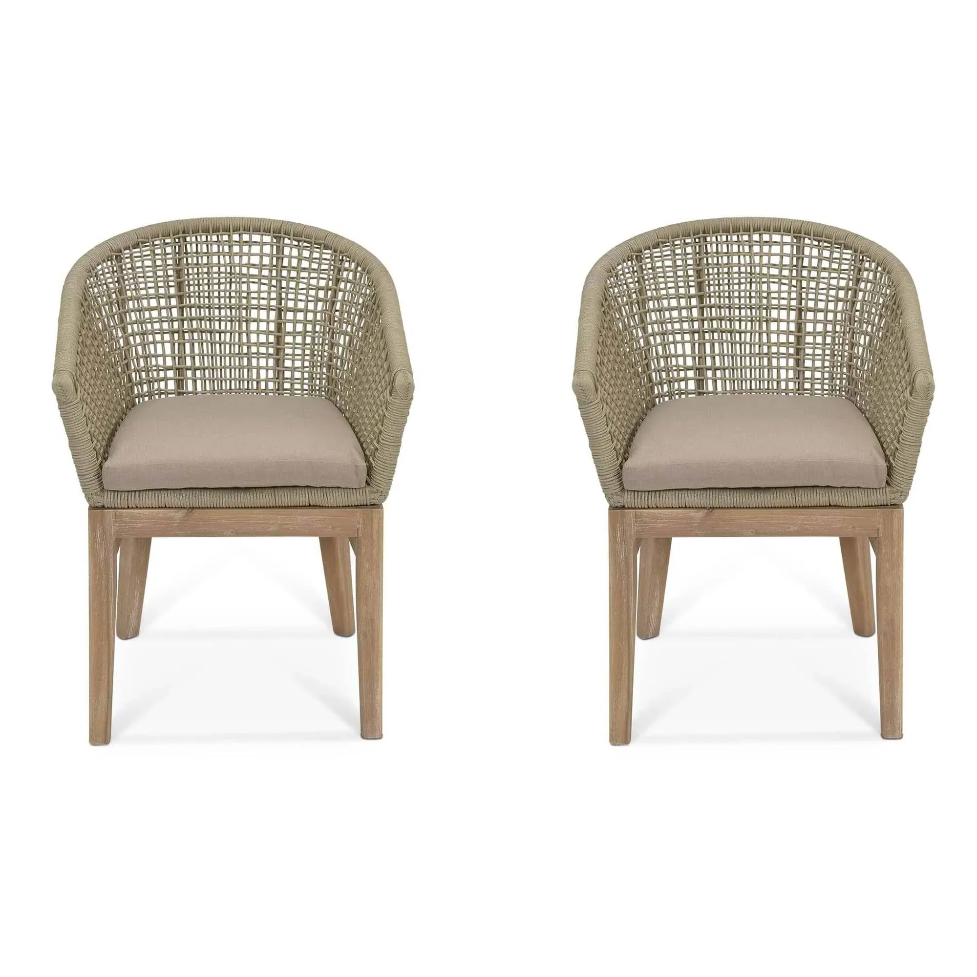 Lynton Outdoor Dining Chairs with Arms Set of 2 - Grey