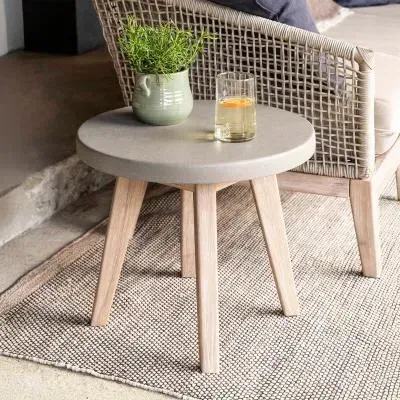 Lynton Round Side Table - Grey, Faux Concrete image