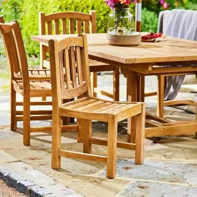 Malvern Outdoor Teak Side Dining Chair Set of 2 - Natural image