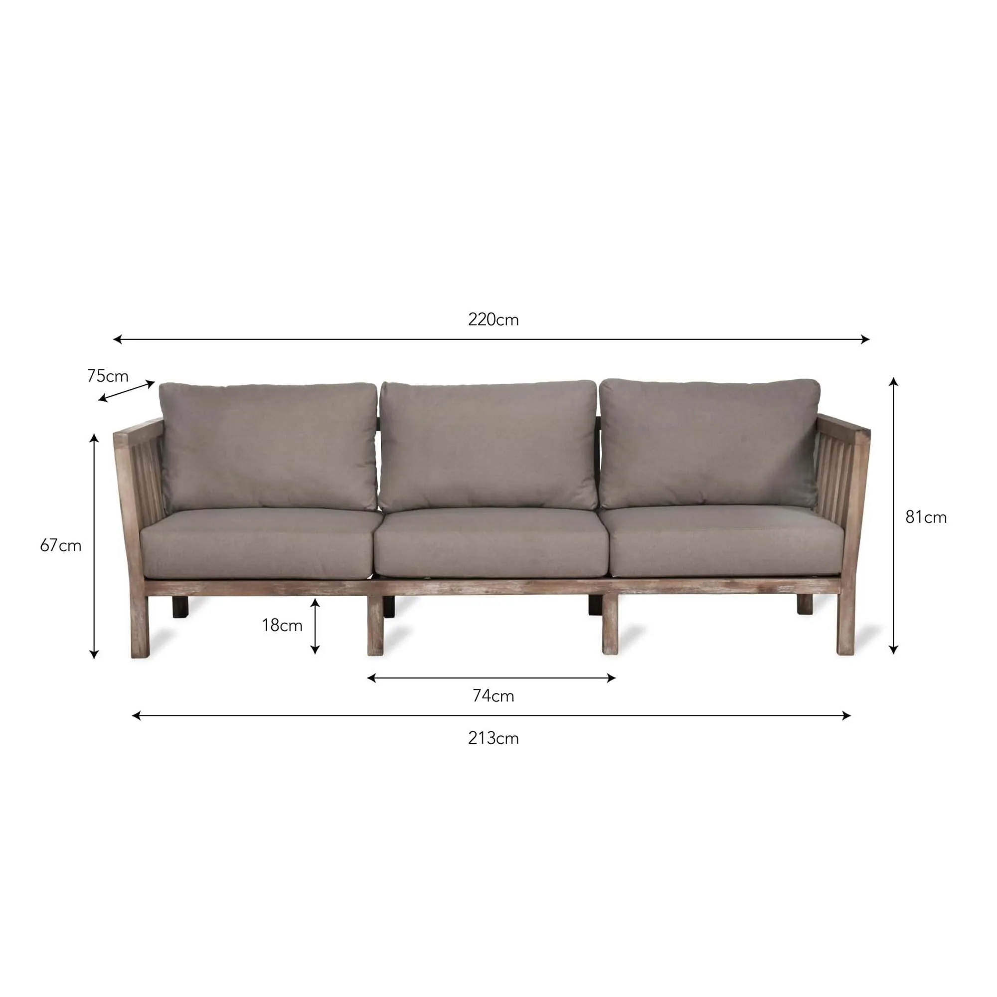 Porthallow 3-Seater Outdoor Sofa - Natural, Acacia Wood