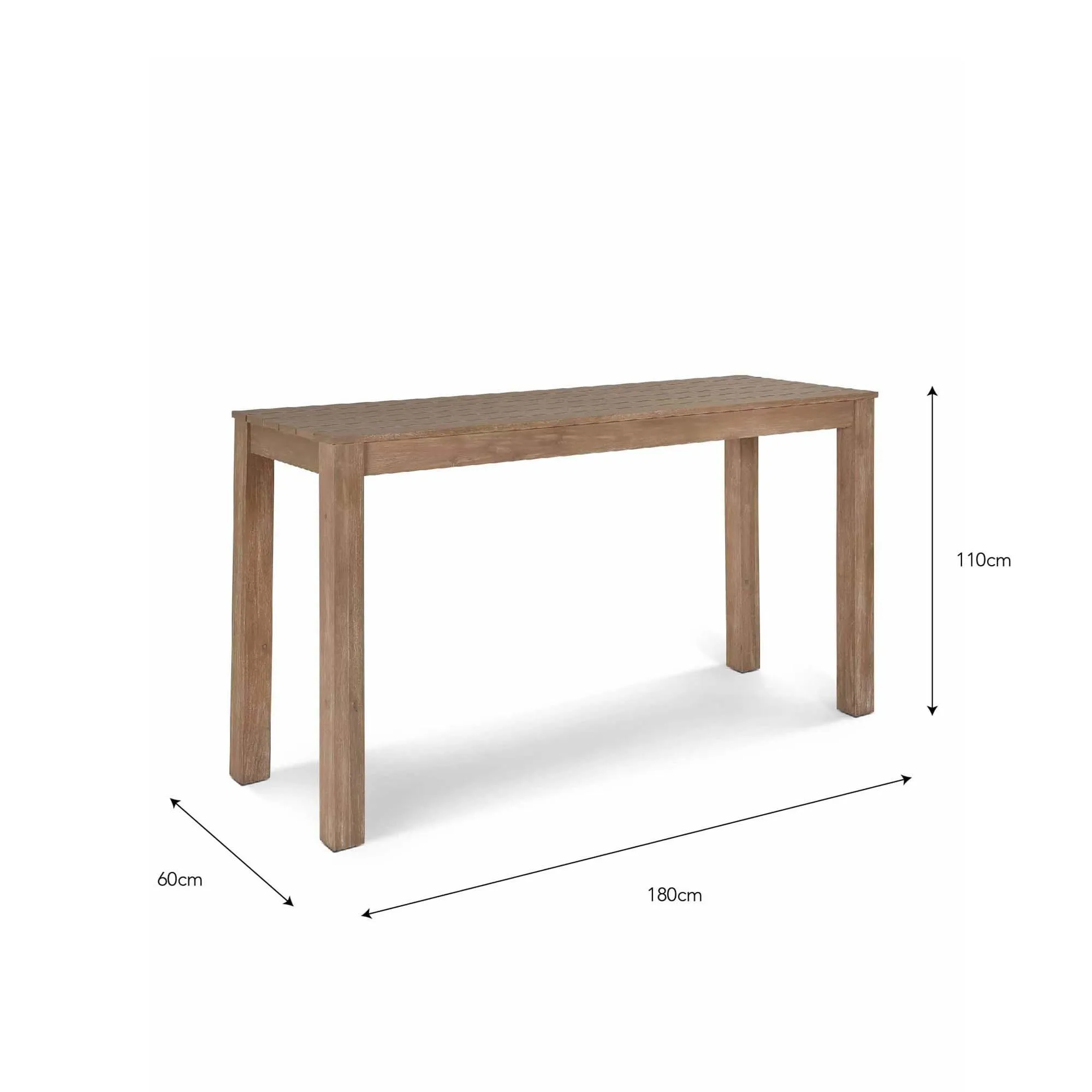 Porthallow Outdoor Bar Table - Natural, Acacia Wood