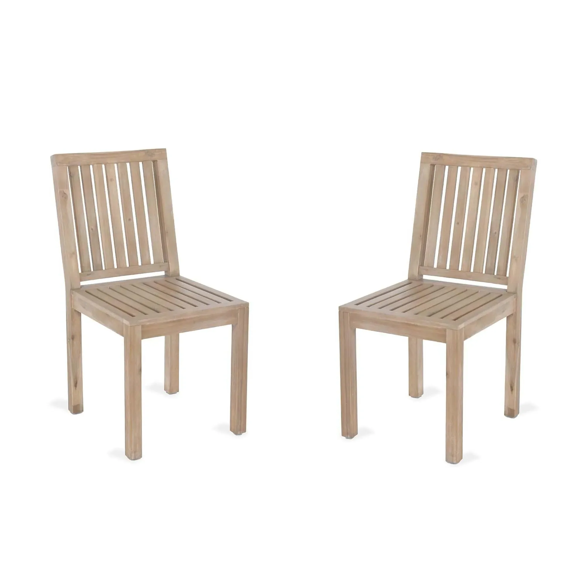 Porthallow Outdoor Dining Chairs Set of 2 - Natural, Acacia Wood