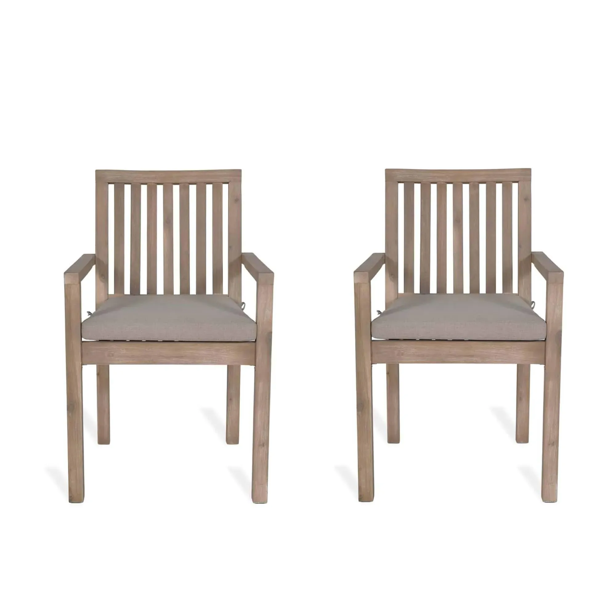 Porthallow Outdoor Dining Chairs with Arms Set of 2 - Natural, Acacia