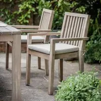 Porthallow Outdoor Dining Chairs with Arms Set of 2 - Natural, Acacia