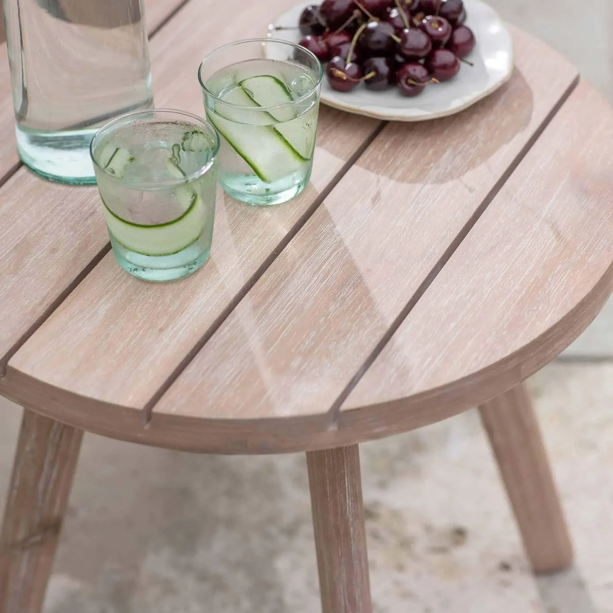 Porthallow Round Side Table - Natural, Acacia Wood